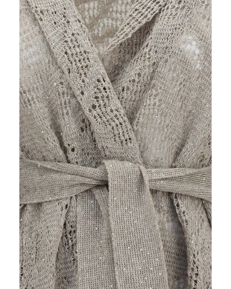 Brunello Cucinelli Women's Cardigan, Cotton And Linen, Cool Beige Sweater Beige