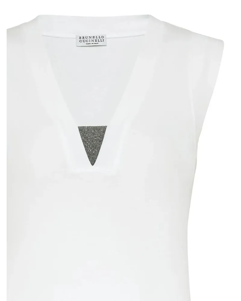 Brunello Cucinelli Women's V-Neck Tank Top Ss24 W White