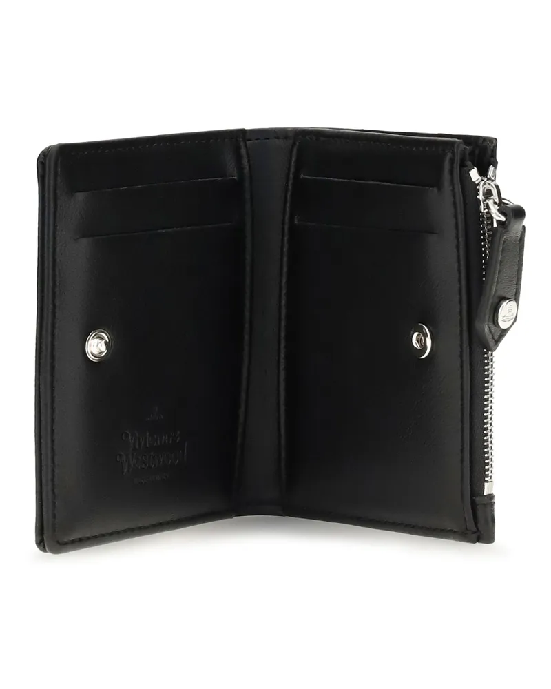 Vivienne Westwood Women's Leather Card Holder Slim Flap Black Calf Wallets & Purses Black
