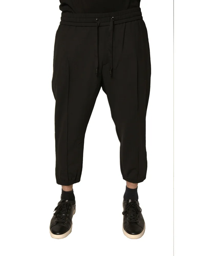 Dolce & Gabbana Men's Black Wool Jogger Jogging Pants Black