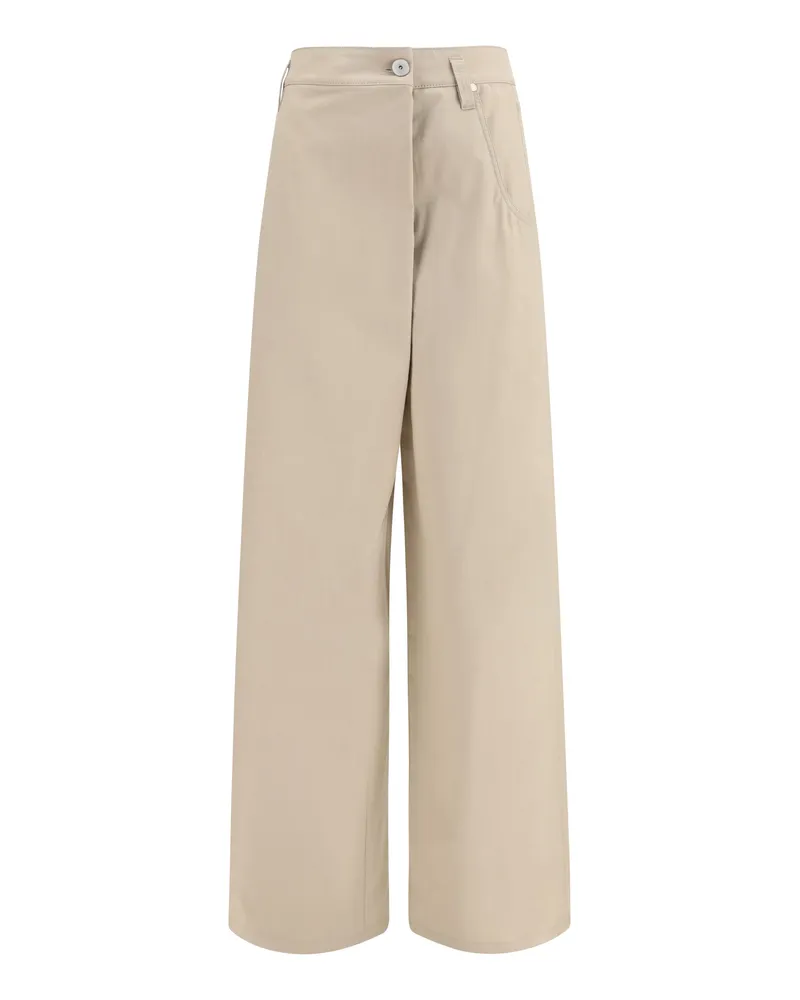 Brunello Cucinelli Cotton Gabardine Wrap-Front Trousers — Beige 