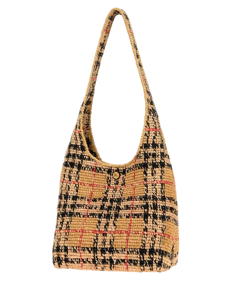 Burberry Margate Raffia Hobo Bag — Beige Beige