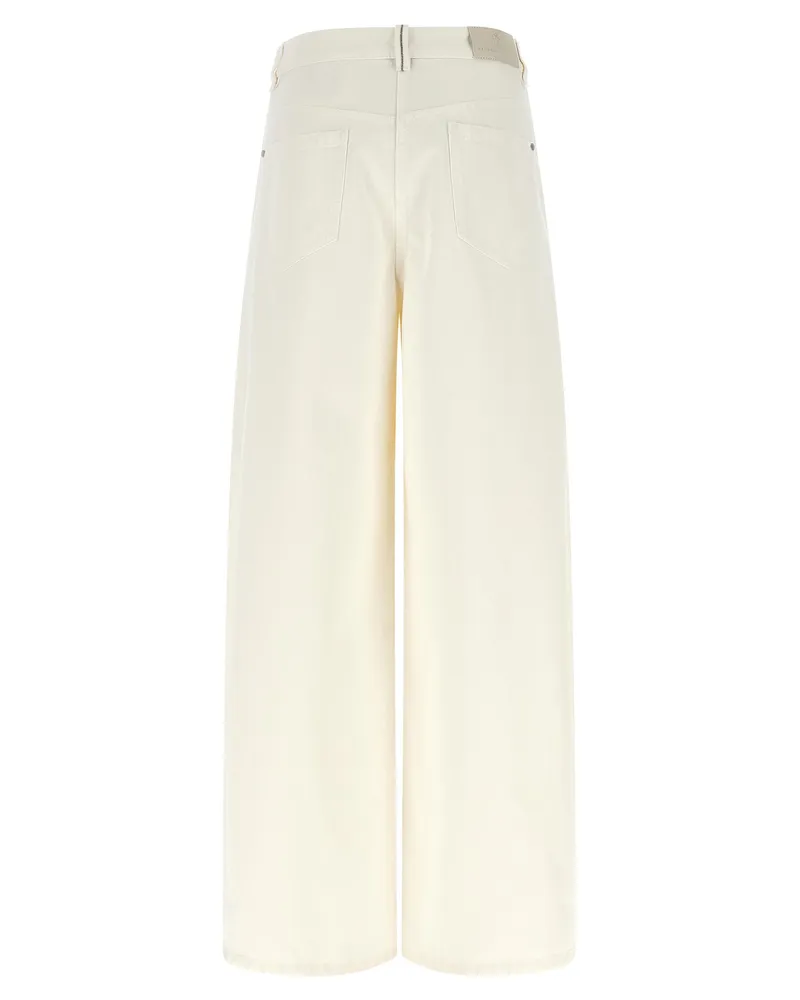 Brunello Cucinelli Women's White Cotton Relaxed Fit Jeans Clothing White