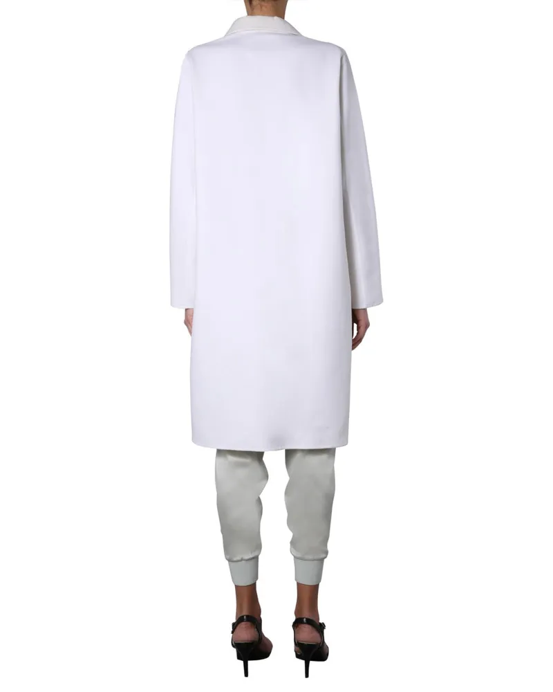 Fabiana Filippi Wool Blend with Jewel Detail Trench Coat — White White
