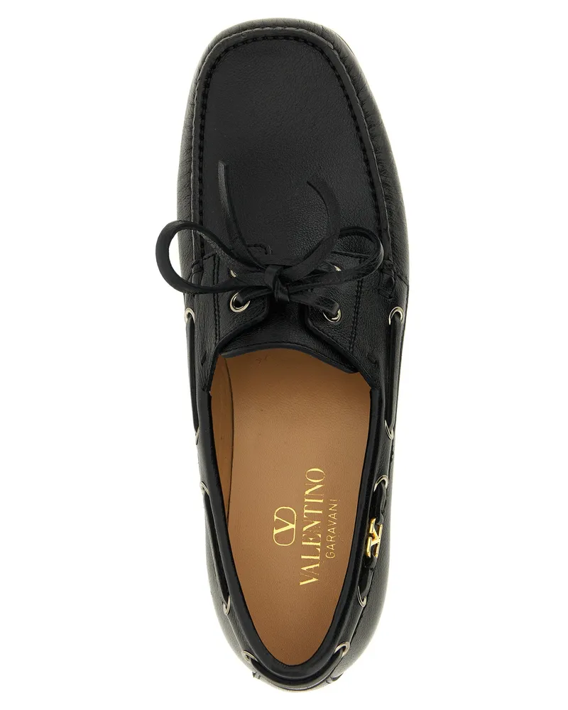 Valentino Garavani Men's Black Buffalo Leather Slip-On Loafers Black