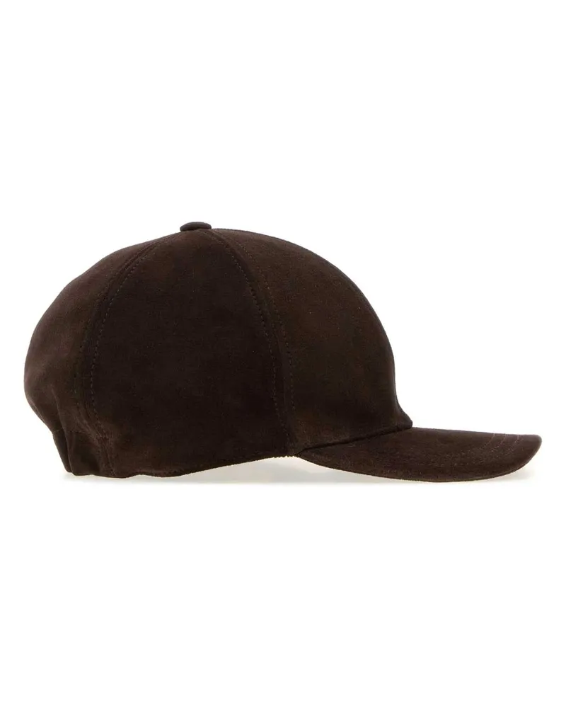 Valentino Garavani Men's Brown Suede Baseball Cap Testadimoronero 211 Cappelli Hat Brown