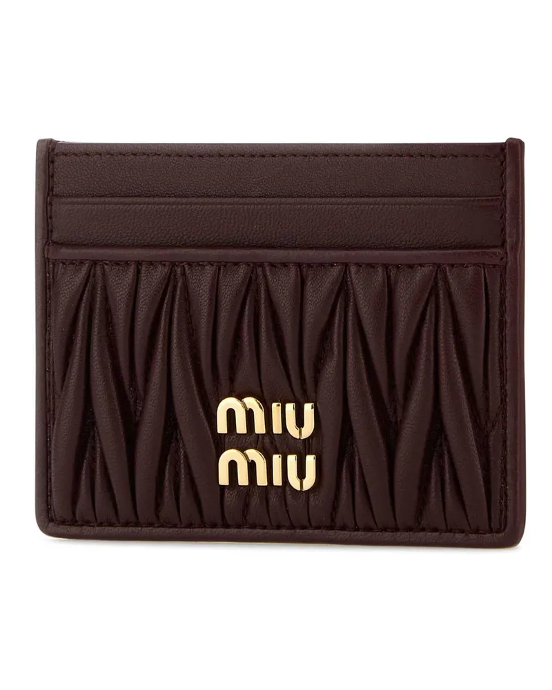 Miu Miu Women's Burgundy Leather Card Holder Bordeaux Agnello Portafogli Wallet Burgundy