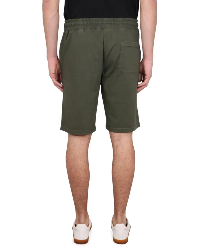 ASPESI Elastic Waistband Cotton Bermuda Shorts — Green Green