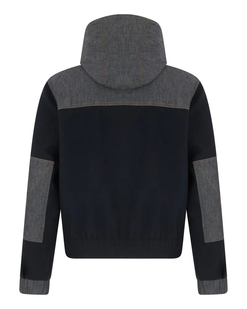 Moncler Men's Zip Hoodie Blue Cotton Jumpers Sweater Navy
