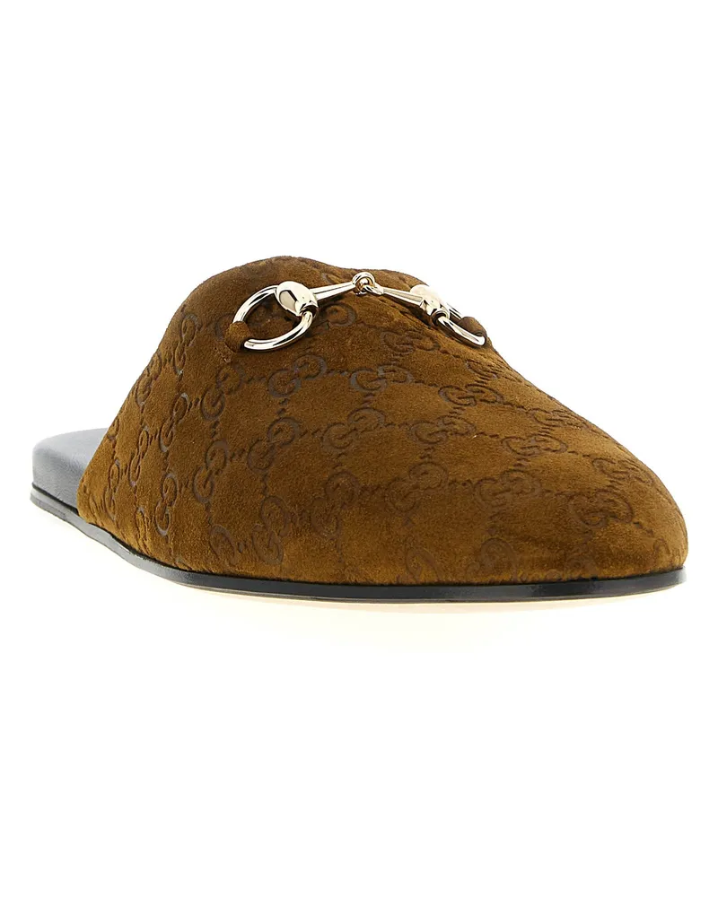 Gucci GG Suede Horsebit Sabot — Brown Brown