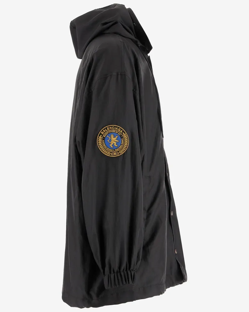 Balenciaga Men's Nylon Jacket With Logo Black Polyester Black
