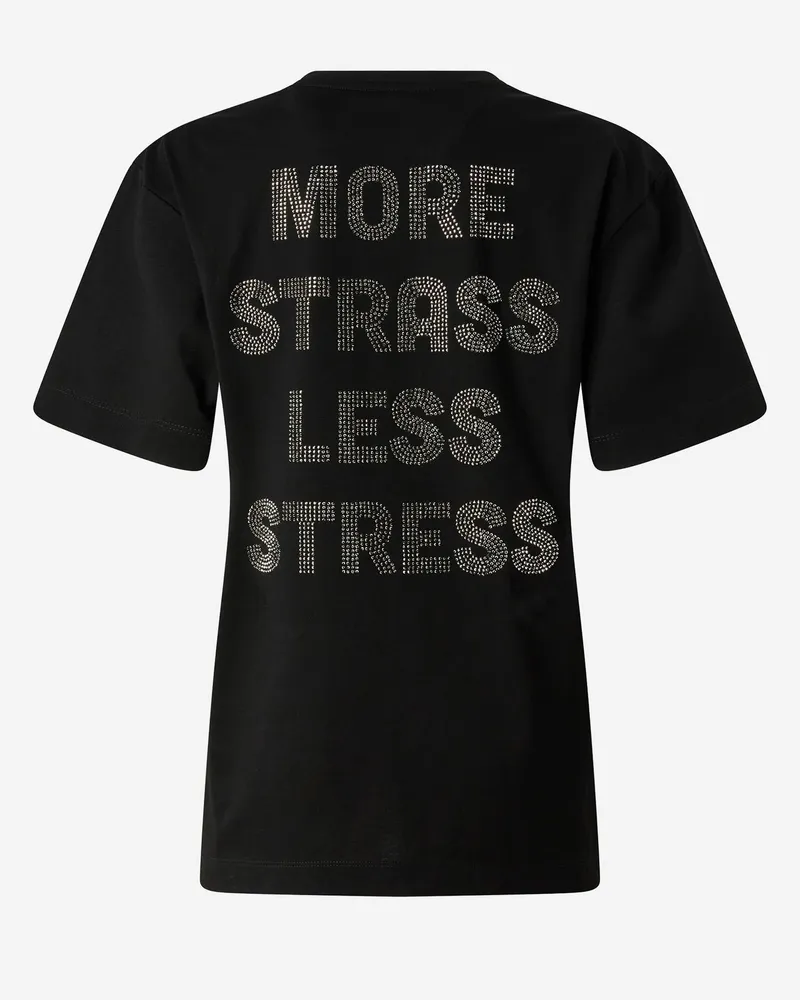 Pinko Women's Cotton T-Shirt More Strass Less Stress Black T-Shirts & Jerseys Black