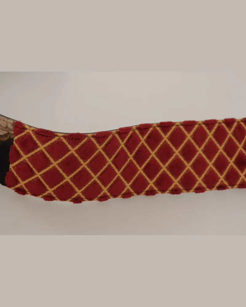 Dolce & Gabbana Women's Multicolor Wide Leather Floral Gold Metal Buckle Belt Canvas Multicolor