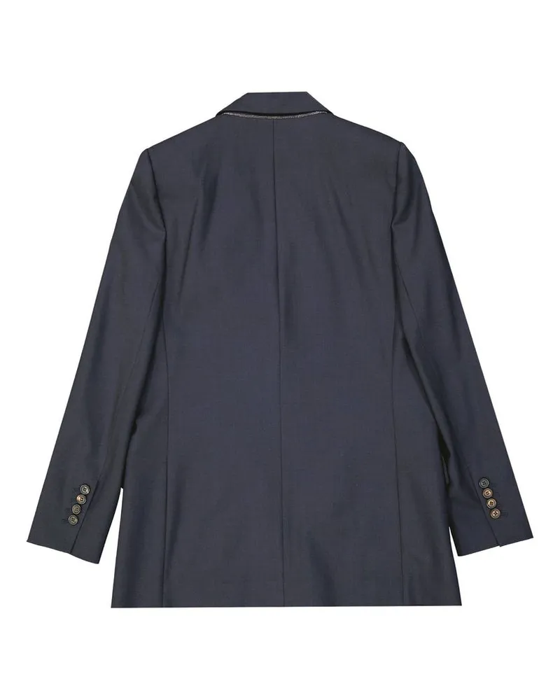 Brunello Cucinelli Women's Blue Virgin Wool Coat Clothing Navy