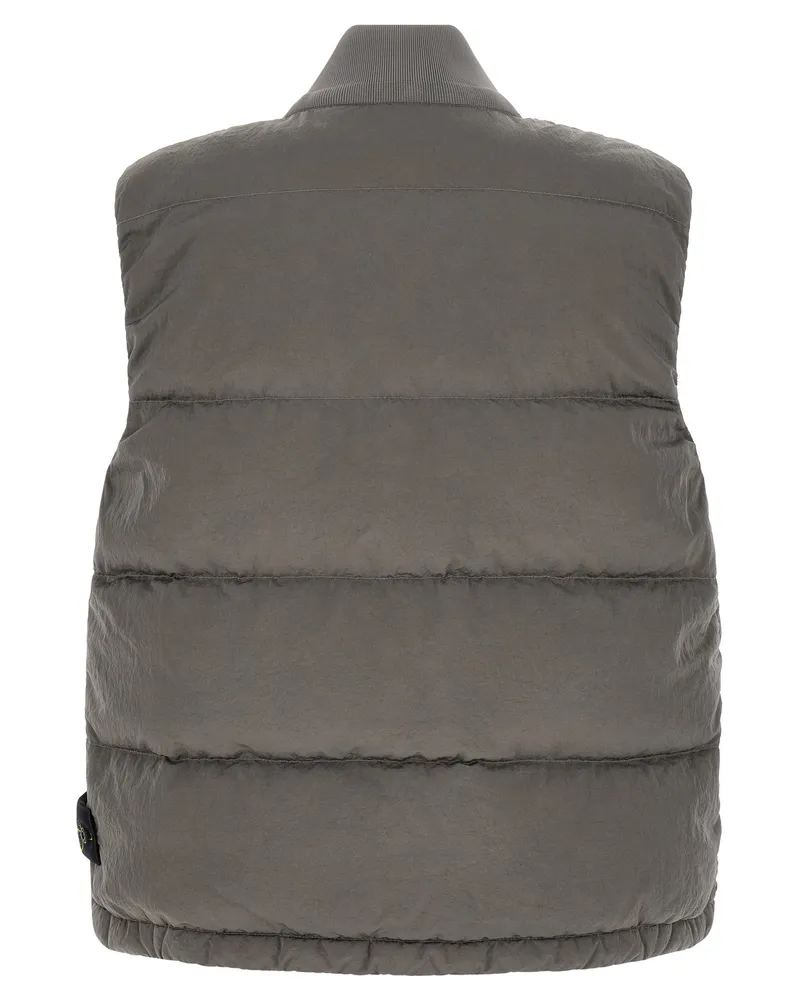 Stone Island Crinkled Effect Quilted Vest — Grey Grey