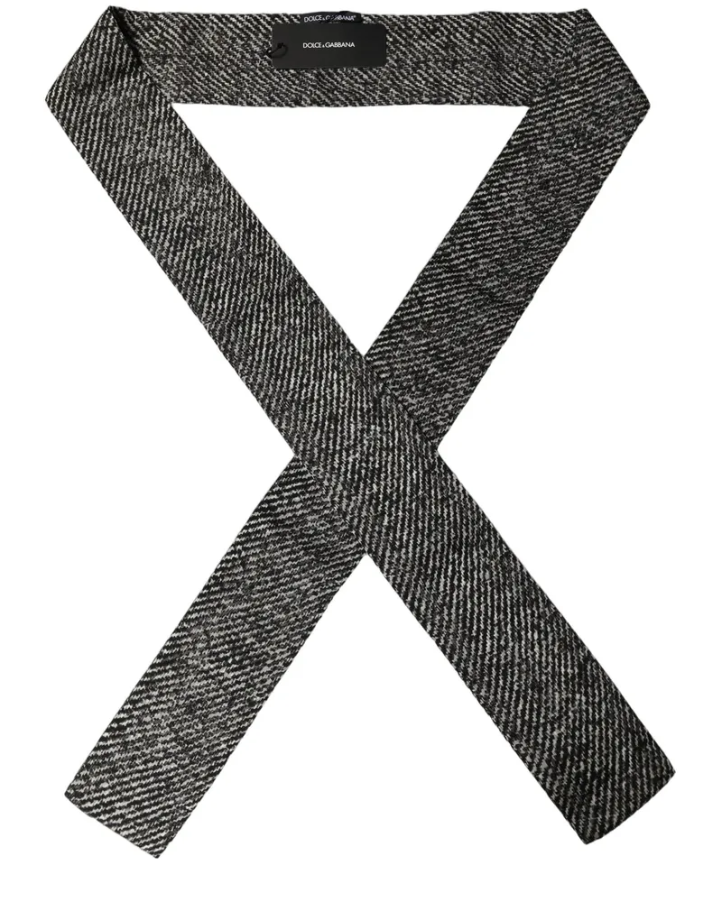 Dolce & Gabbana Herringbone Tweed Silk Scarf — Black Black