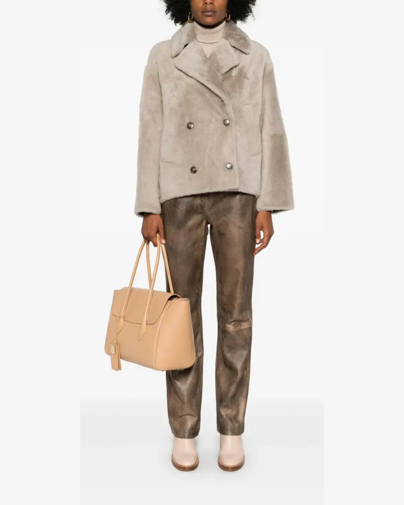 Yves Salomon Women's Fur Jacket Aw25 W Beige