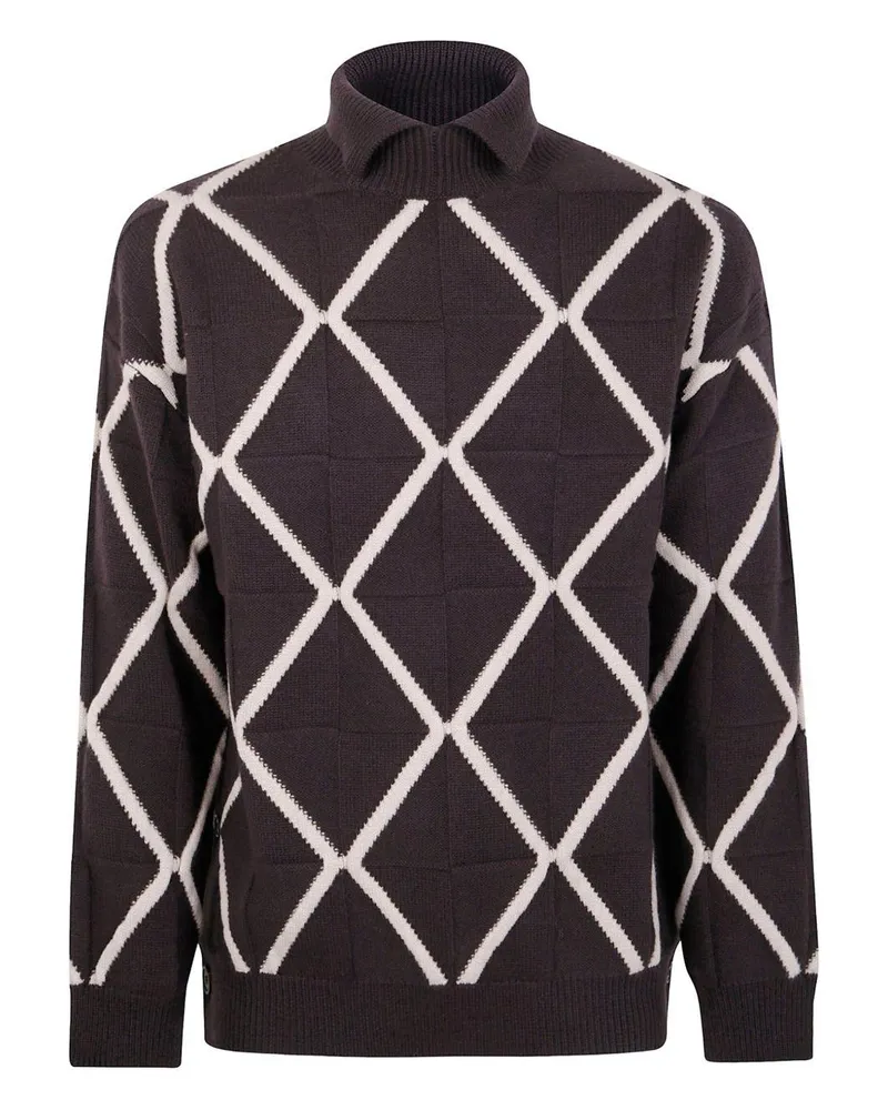 Emporio Armani Men Sweater With Polo Collar Brown Virgin Wool Brown