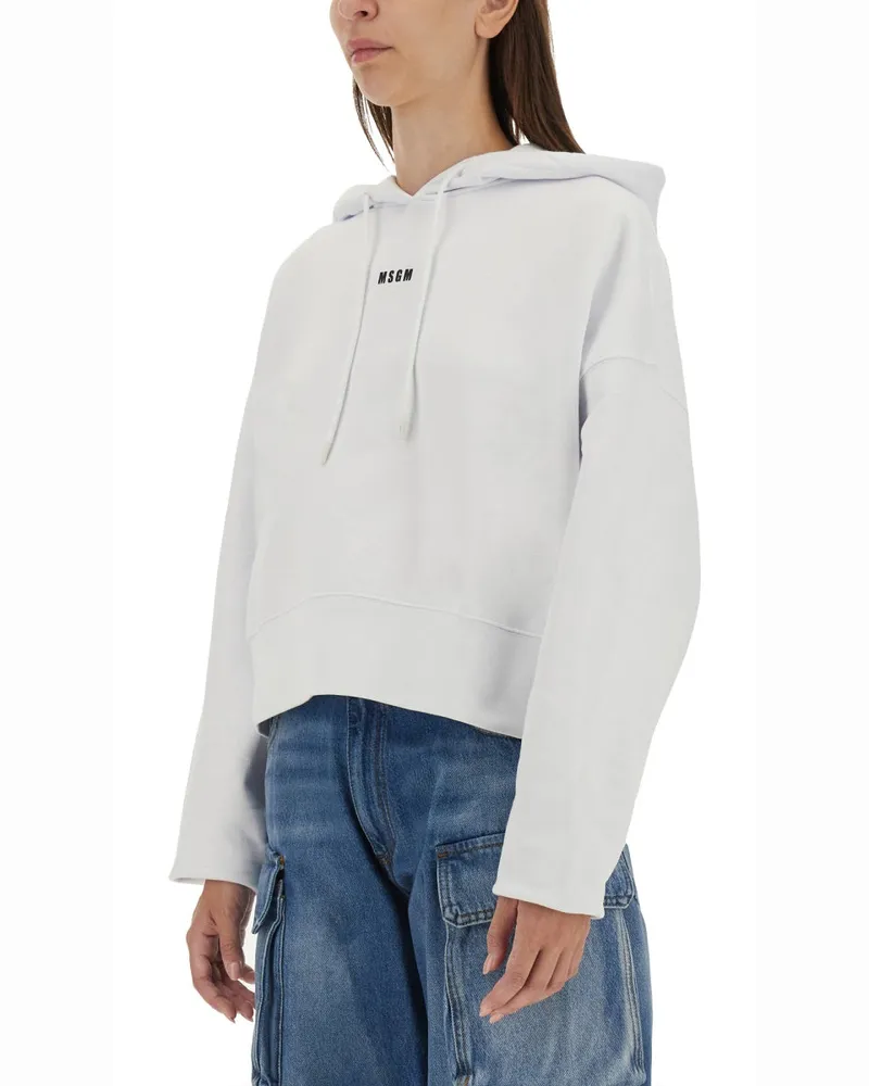 MSGM Logo-Embroidered Cotton Sweatshirt — White White