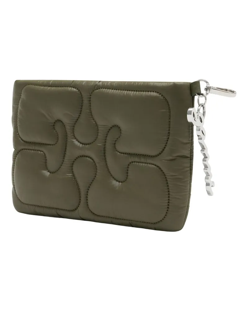 Ganni Women's Quilted Synthetic Clutch Green Green