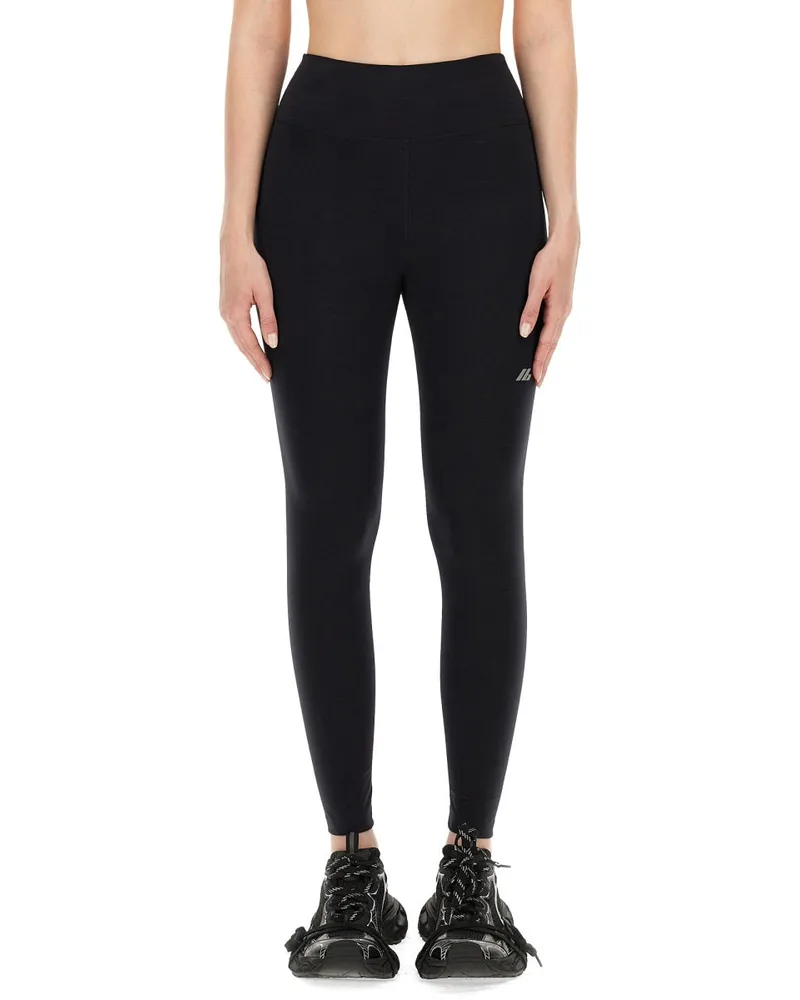Balenciaga Logo-Embroidered Stretch Polyamide Leggings — Black Black