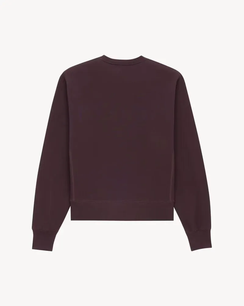 Saint Laurent Crew-Neck Cotton Sweatshirt — Prune Prune