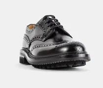 Men's Derby Mc Pherson Brogue En Cuir Grainé À Semelle Commando Black Flat Shoes