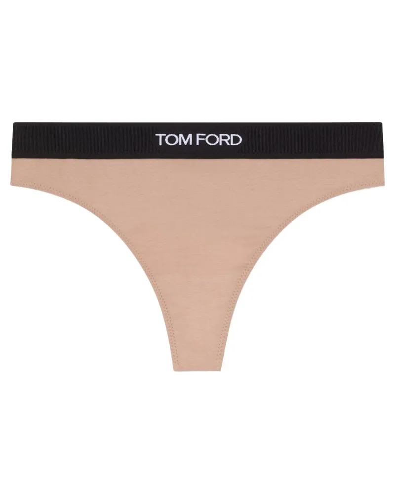 Tom Ford Logo-Detailed Modal Thong — Pink Pink