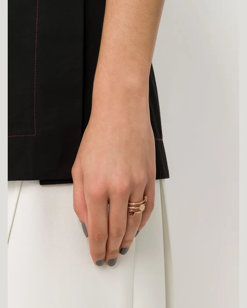 Pasquale Bruni Women's 18kt Rose Gold Figlia Dei Fiori Chalcedony, Garnet, Moonstone And Diamond Ring Continuty Rose