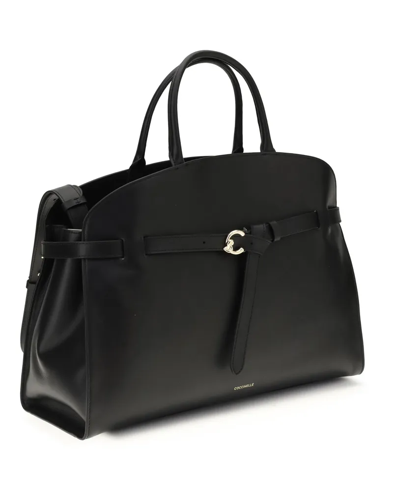 Coccinelle Women's Handbag Sabine Black Calf Leather Handbags Hand Bags Black
