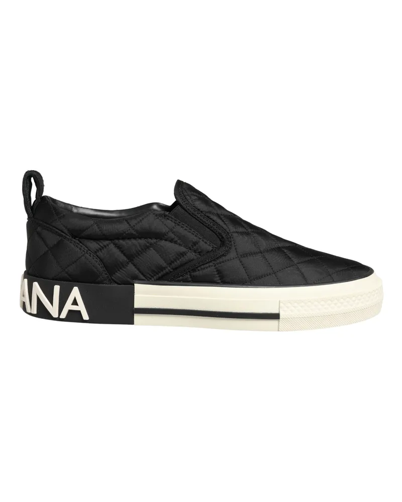 Dolce & Gabbana Women's Black Quilted Slip On Low Top Sneakers Shoes Polyester Pu Viscose Black