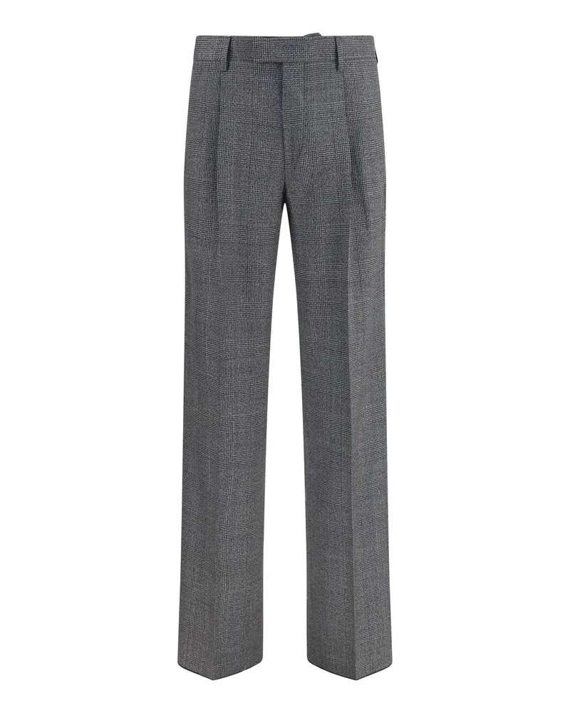 LARDINI Men's Tailored Cotton-Blend Pants Grey Polyester Trousers Gray