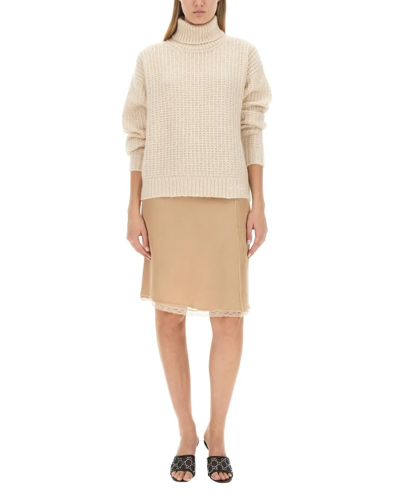 Gucci Silk-Chiffon Skirt — Beige Beige