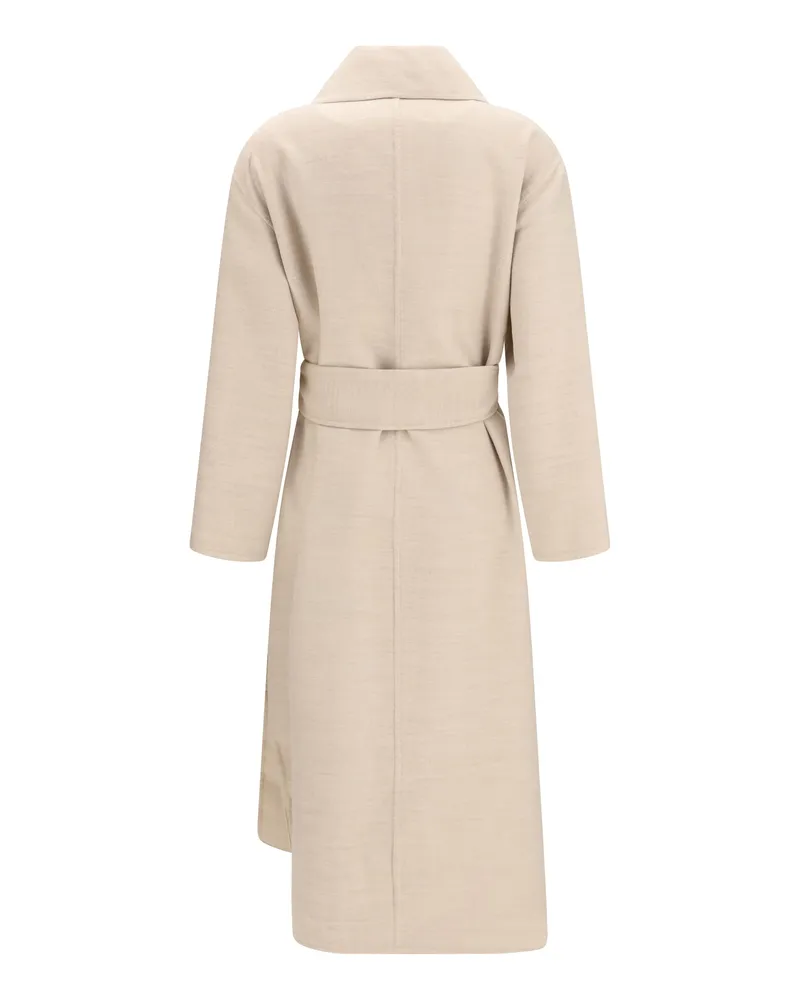 Fabiana Filippi Women's Belted Double Wool Coat Casha Merino Ovis Aries Casha Beige