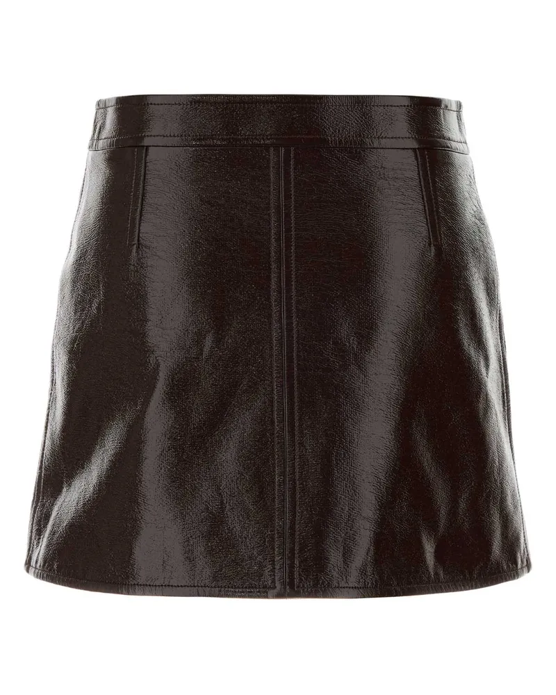 Courrèges Women's Chocolate Vinyl Mini Skirt Gonne Brown