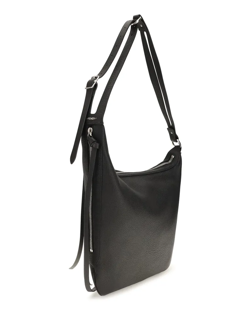 Fendi Oyster Calfskin Leather Shoulder Bag — Black Black