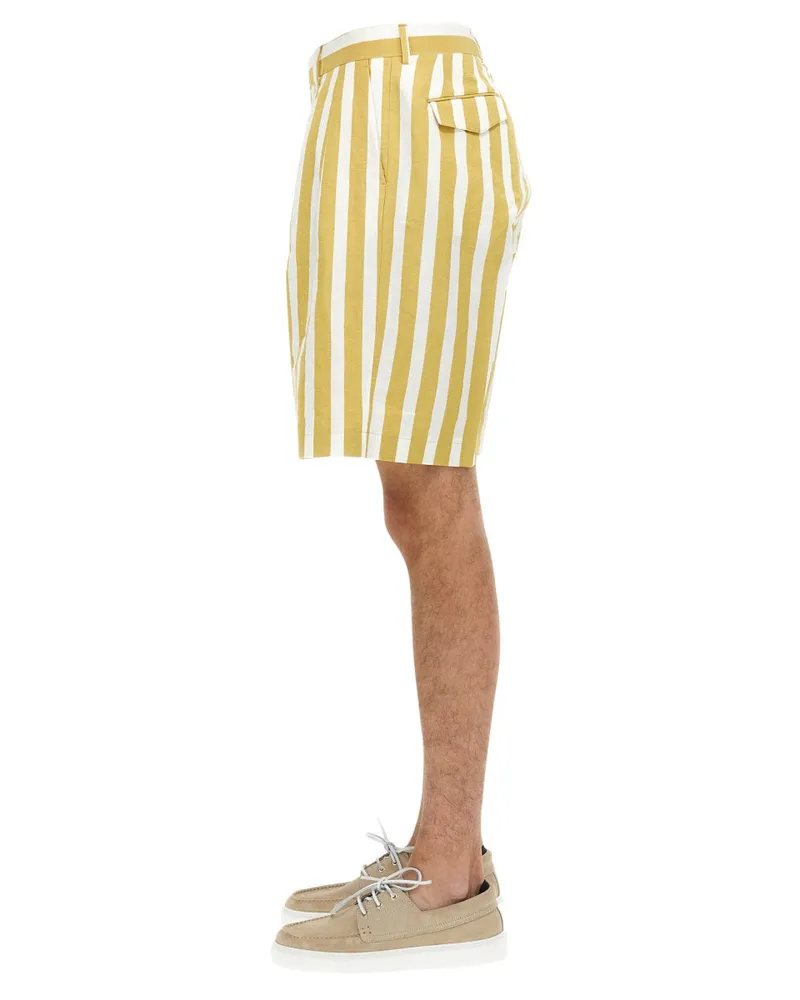 Paul Smith Deckchair Stripe Cotton Linen Bermuda Shorts — Yellow Yellow