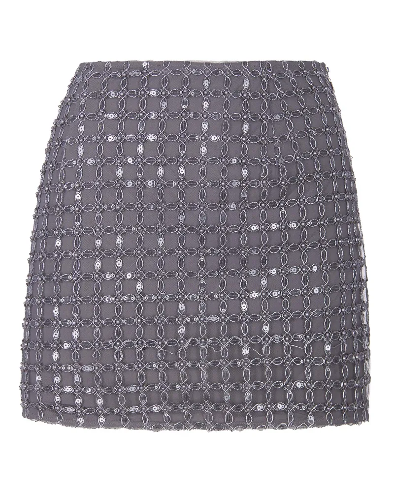 ROTATE Birger Christensen Women's Mini Skirt Beaded Castor Grey Gray