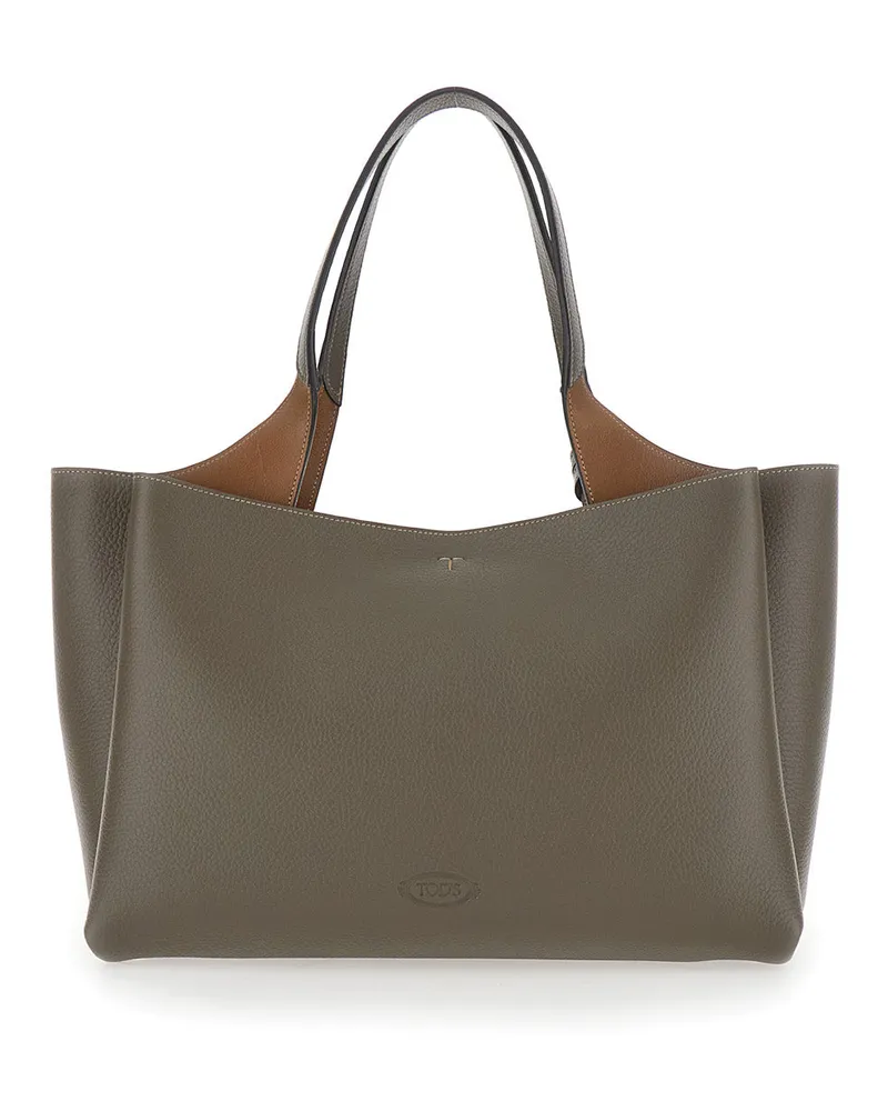 TOD'S Women's Handbag Medium Grey Leather Handbags Hand Bags Gray