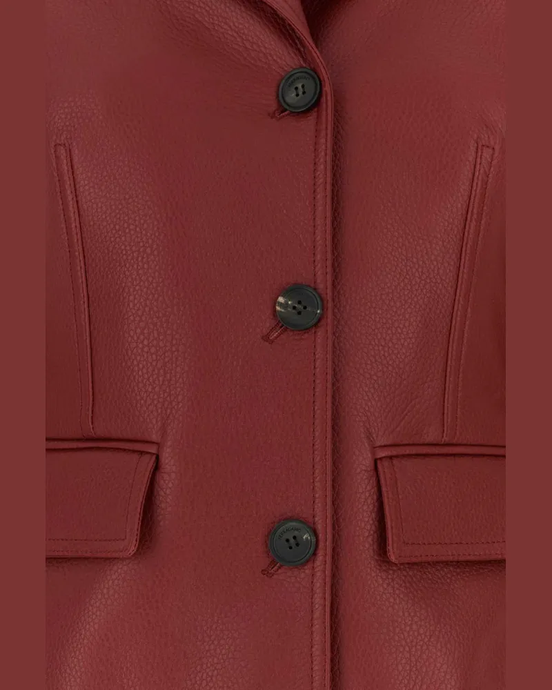 Ferragamo Women's Red Leather Jacket 8130464collegered Giacche E Gilet Red