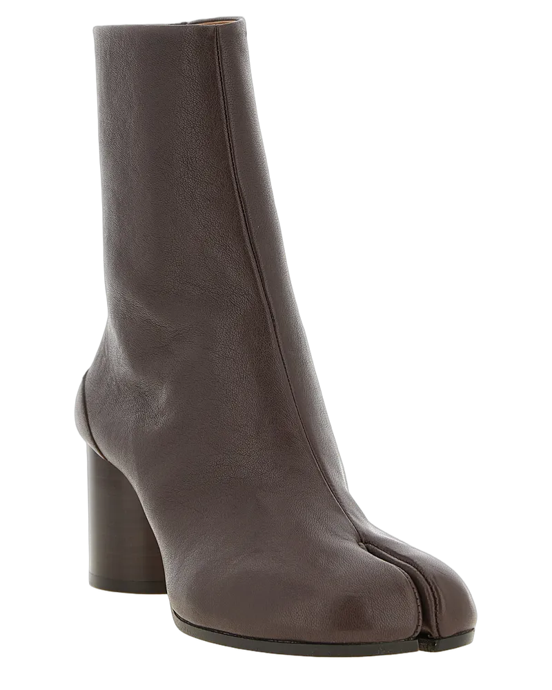 Maison Margiela Women's Brown Lamb Leather Ankle Boots Brown
