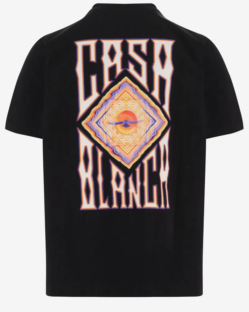 Casablanca Paris Men's Printed Cotton T-Shirt Black Organic T-Shirts And Polos Black