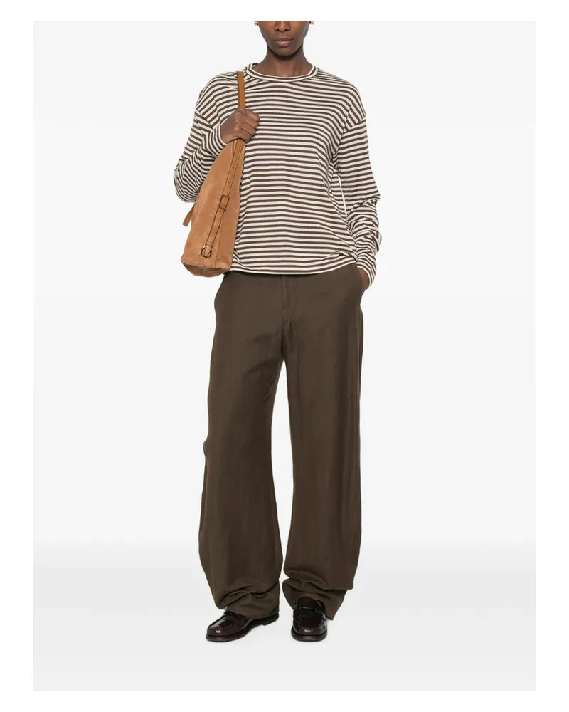 TELA Horizontal Striped Sweater — Brown 