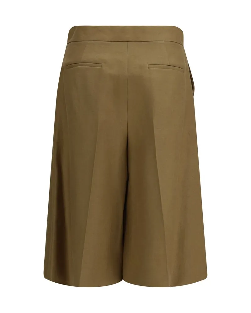 Max Mara Women's Bicolor Linen Bermuda Shorts Brown