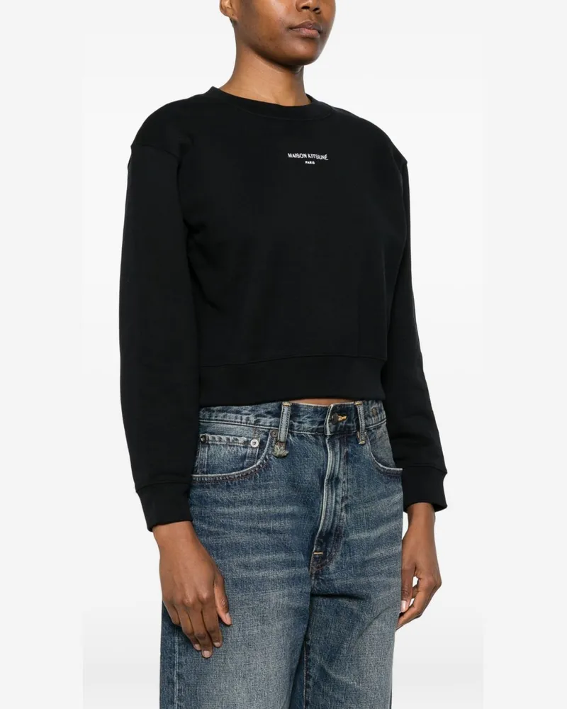 Kitsuné Logo-Embroidered Sweatshirt — Black Black
