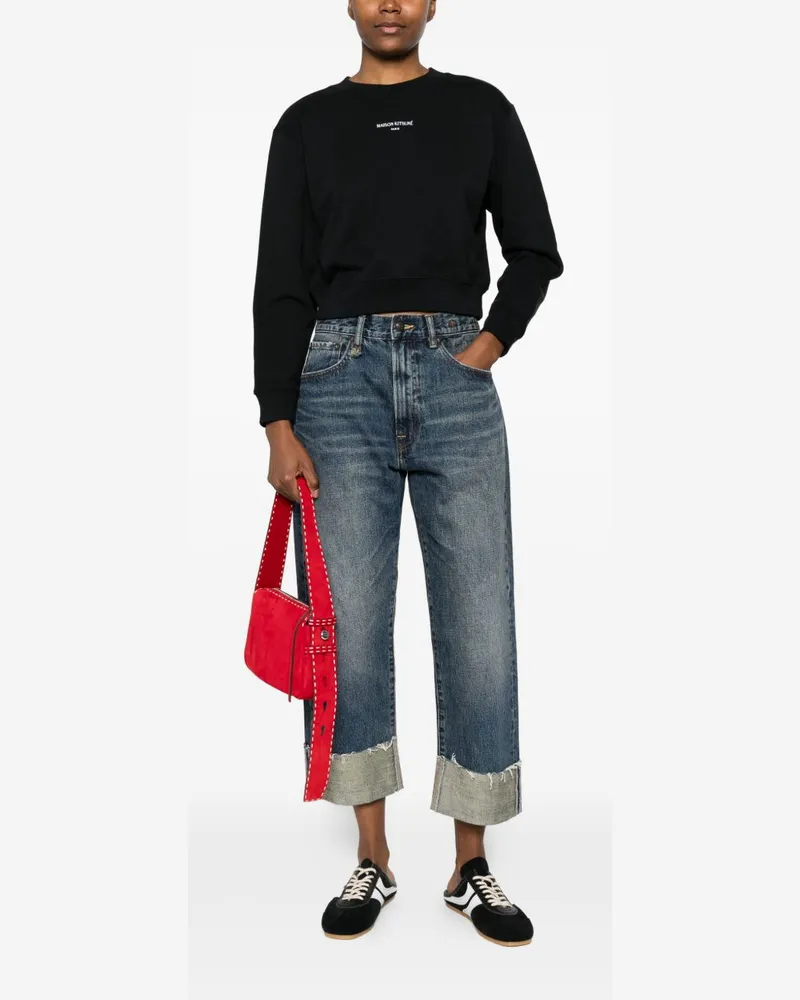 Kitsuné Logo-Embroidered Sweatshirt — Black Black