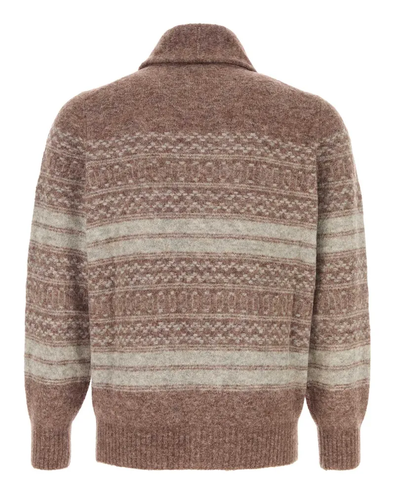 Brunello Cucinelli Embroidered Cashmere Cardigan — Brown Brown