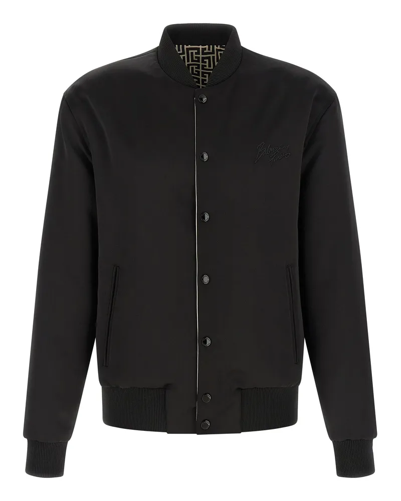 Balmain Men's Black Polyamide Bomber Clothing Black