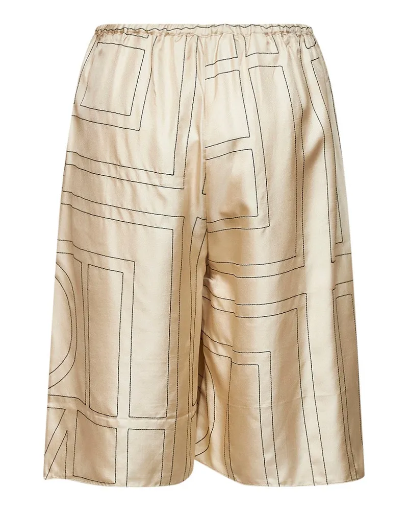 Totême Women's Culottes Silk Pj Ivory Monogram Gots Certified Organic Short Ivory