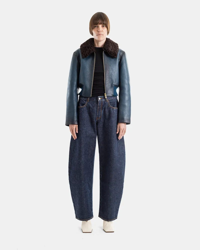 Alaïa Women's Low Round Denim Jeans Dark Blue Trousers Blue